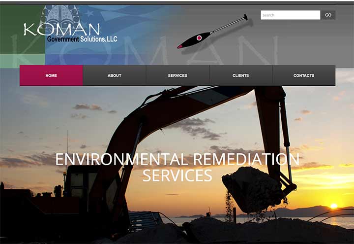 Website homepage for KOMAN Government Solutions.
